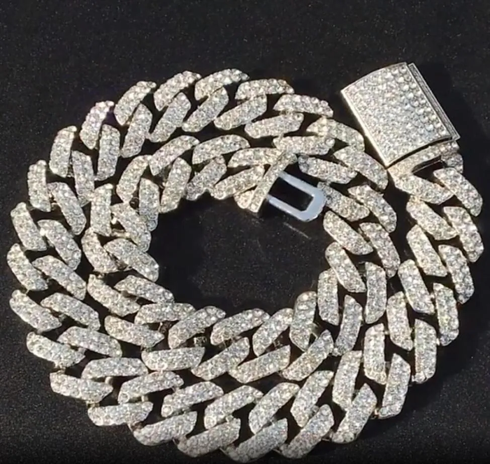 Iced Out Miami Cadena de eslabones cubanos oro plata hombres collar de Hip Hop joyería 16 pulgadas 18 pulgadas 20 pulgadas 22 pulgadas 24 pulgadas 18MM1187048