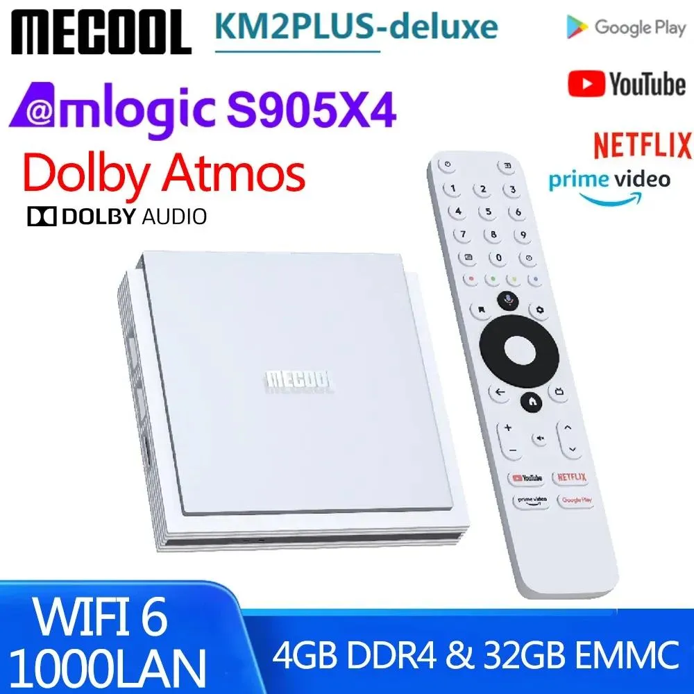 Box Mecool KM2 Plus Deluxe Android 11 TV Box Amlogic S905X4 Google Certified Netflix 4K ATV Box 5G WiFi 6 Dolby Atmos Audio TVBox