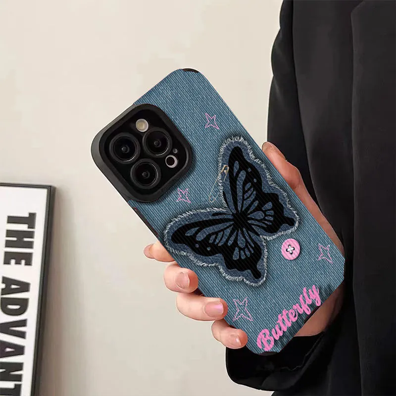 Cowboy Butterfly Pattern Creative Phone Case For iPhone 15 14 13 11 12 Pro Max 7 8 Plus X XS Max XR Shockproof Soft Back Cover Accessories 