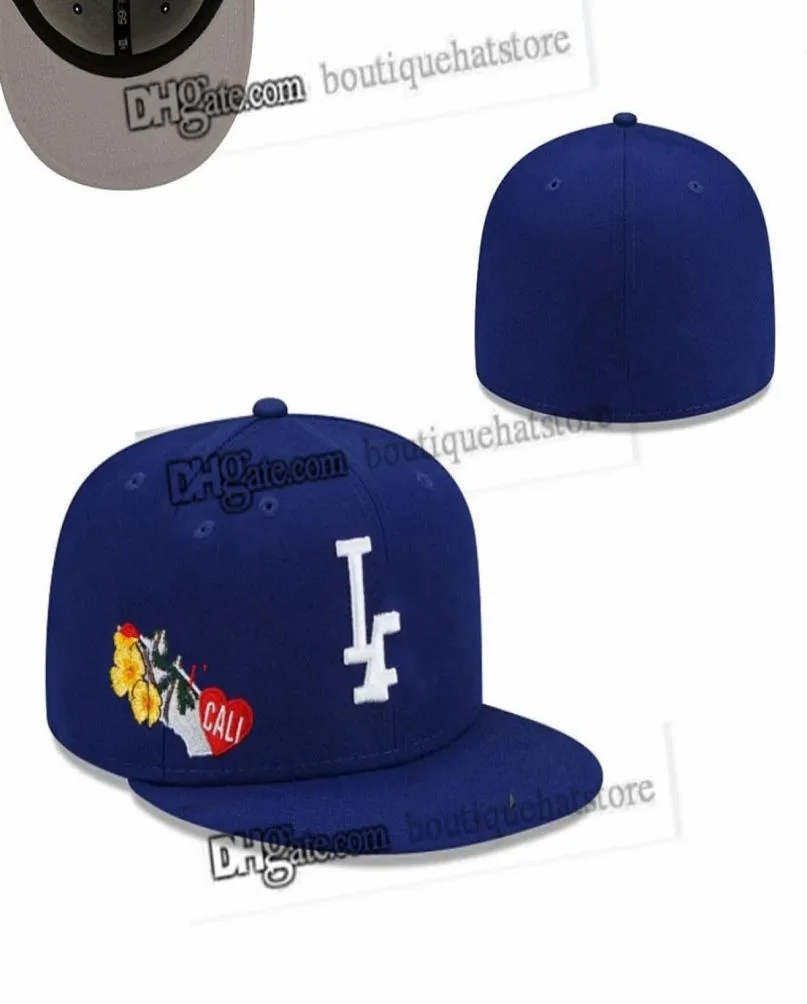 2023 Men039S Baseball dopasowane czapki klasyczne królewskie niebieskie hip hop Los Angeles Sport Pełny zamknięty design czapki Chapeau 1988 Stitch Hear55515584