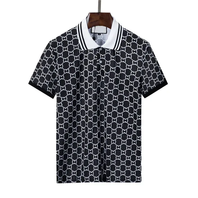 Polo de mode pour hommes T-shirt de luxe pour hommes italiens à manches courtes Hommes chemise d'été décontractée Designer revers imprimé à carreaux à pois Séchage rapide Patron Polo de haute qualité