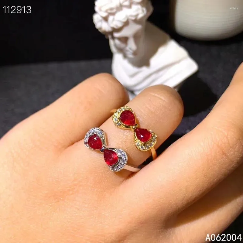 Cluster anneaux kjjeaxcmy beaux bijoux 925 argent sterling incrusté naturel ajusté rubis girl fille miss woman ring élégant