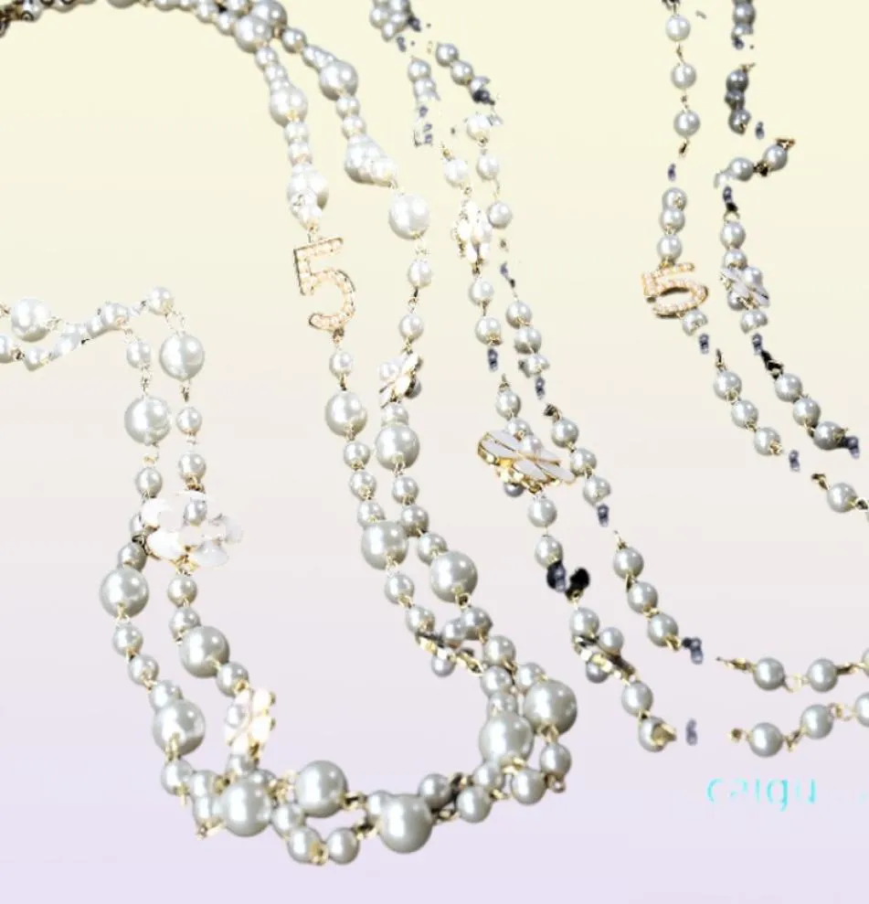 Fashion designer di lusso classico fiore elegante perla brillante multistrato lungo maglione invernale collana di dichiarazione per donna4443724