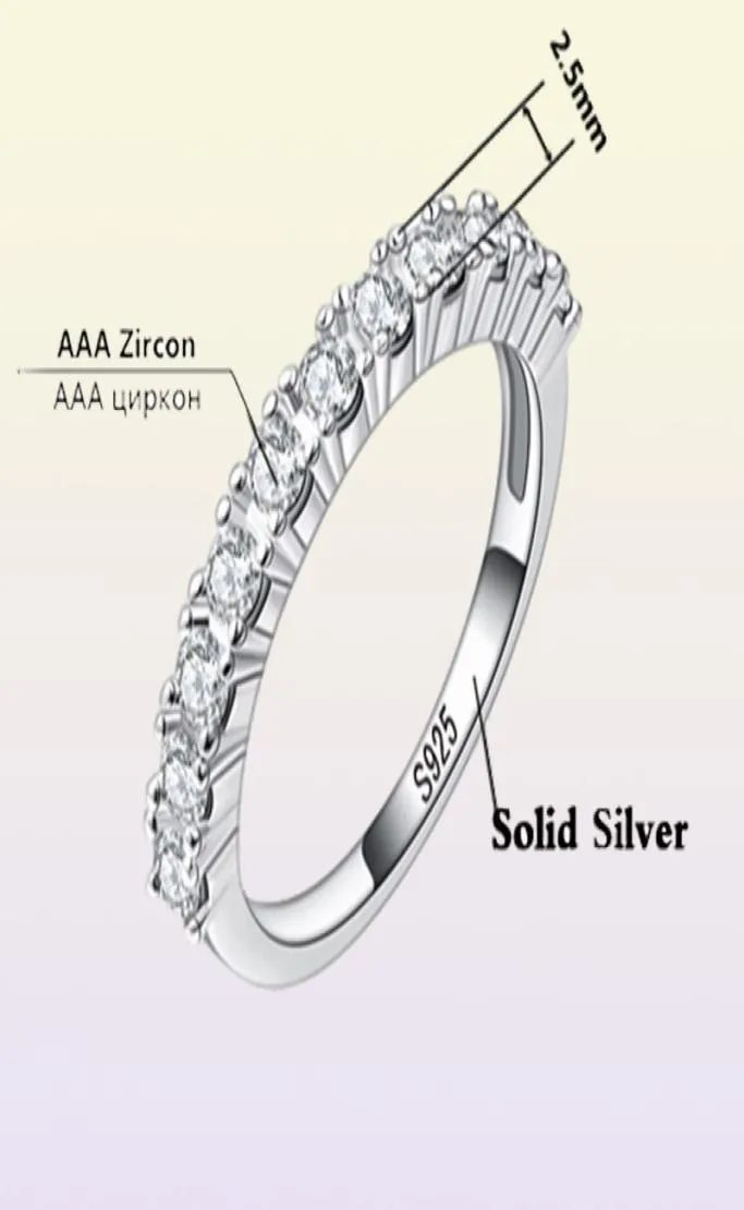 Yhamni Real Solid 925 Sterling Silver Ring Luxury Cubic Zirconia Wedding Rings for Women for White Crystal Finger Ringsサイズ510 JR142728446