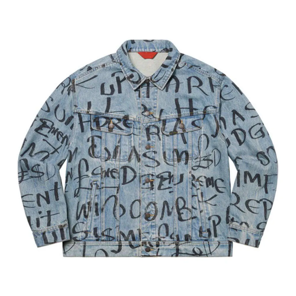 Mens Full Print Denim Jacket: Designer Jean Jacket, Casual