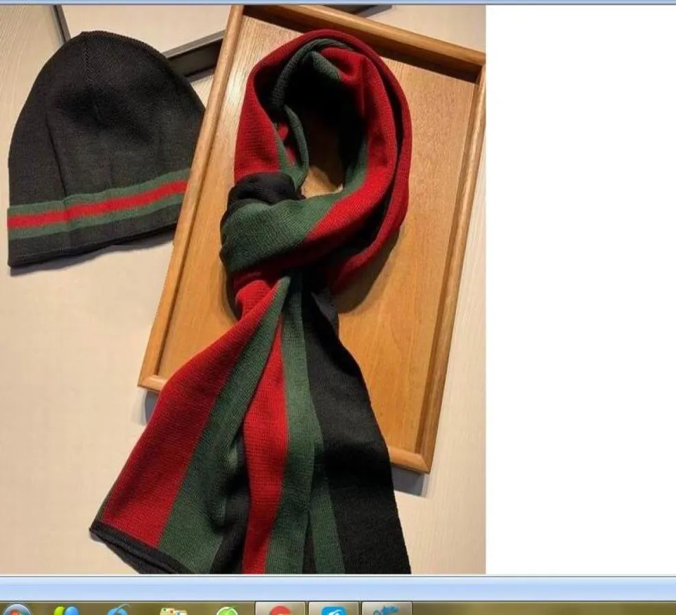 2021 donne uomini cotone di alta qualità verde rosso nero larghezza strisce Cappelli Sciarpe Set caldo inverno morbido e confortevole disponibile Fashion6936055