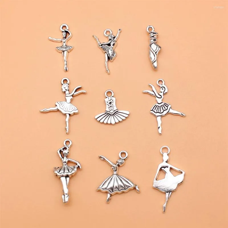 Charms 9pcs/Set Ballet for Jewelry Making Pingente DIY Crafts Acessórios L10293