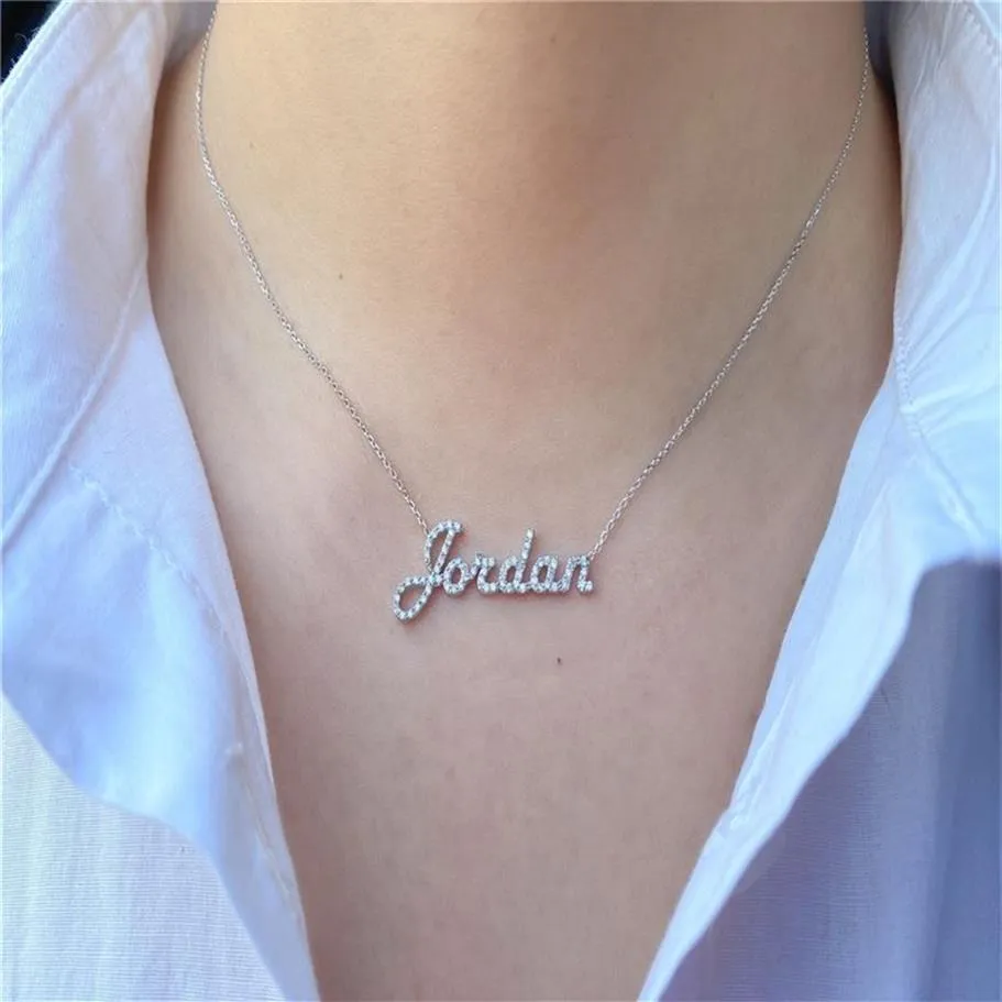 Custom Diamond Name Necklace Personalized Stainless Steel Jewelry