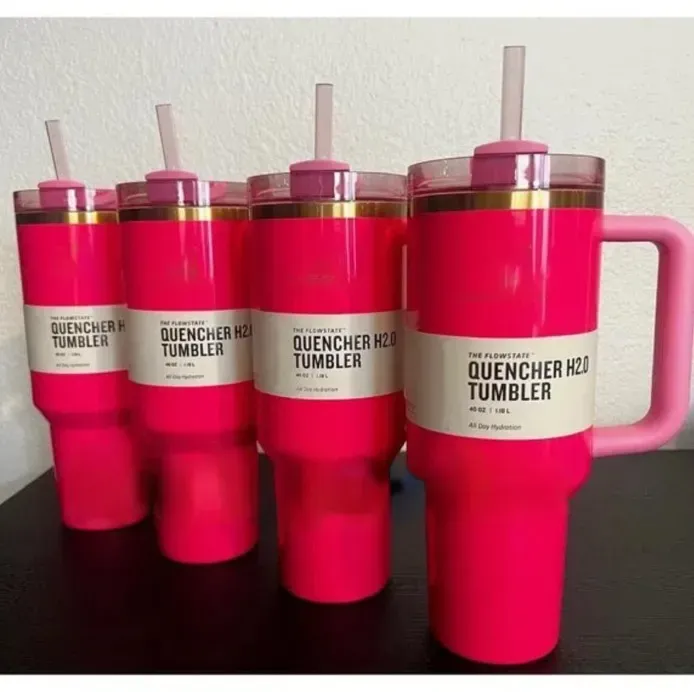 DHL COMSO PINK PARADE Tumblers مع غطاء مقبض وقش تبريد كوب سفر السيارات 40oz كوب من الفولاذ المقاوم للصدأ 1225