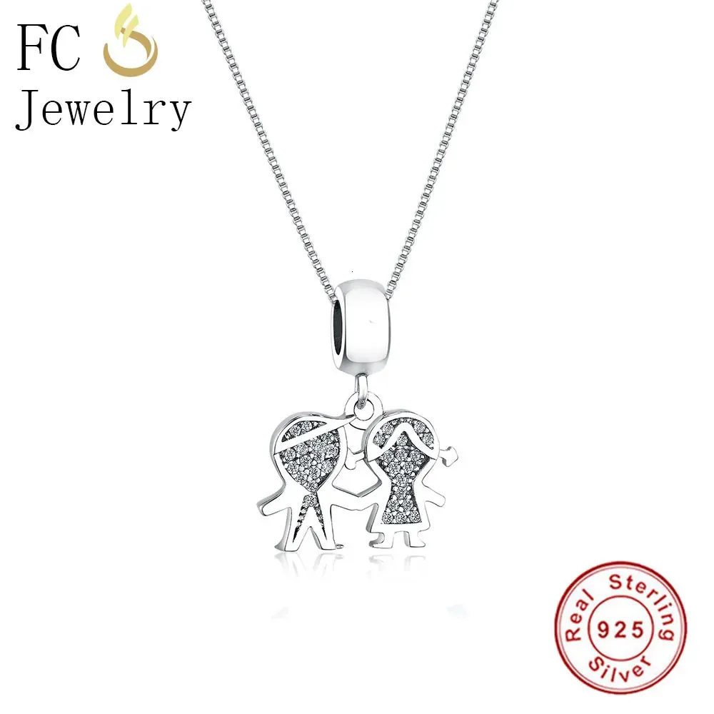 FC Schmuck 925 Sterling Silber Boy Girl Mix Zirkonia Kristall Statement Halsketten Anhänger Kette Frauen Choker Schmuckshändlade 231225