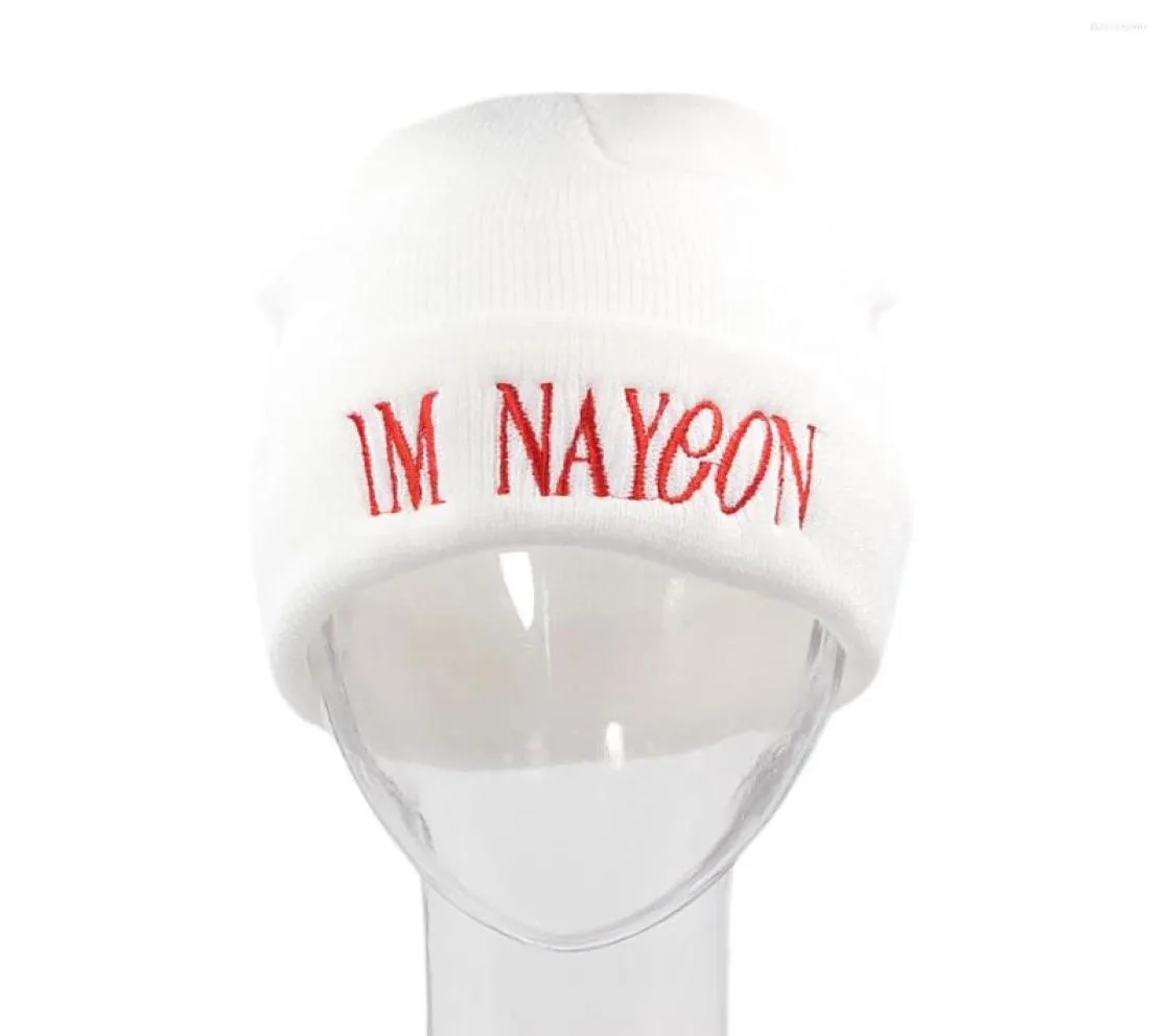 Bérets IM NAYEON Bonnet Chapeau DEUX FOIS Kpop Tricoté Broderie Crâne Chapeau Femme Casquette Hip Hop Caps6404310