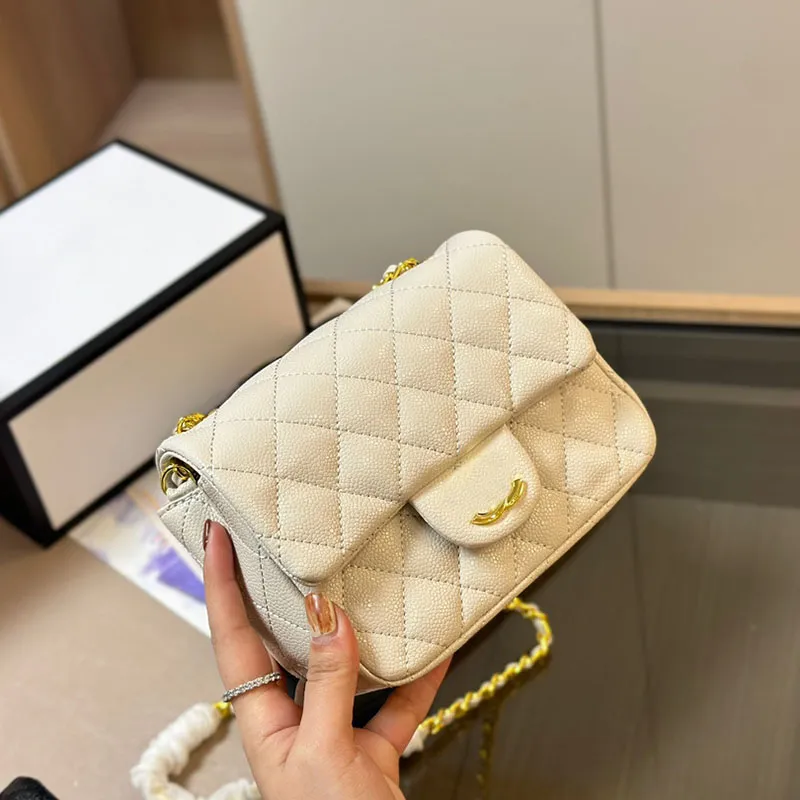 Chaneles Mini Designer 17x13cm Classic Women Flap Bag Caviar Leather Goldsilver Metal Hardware Matelasse Chain Diamond Lattice Purse Shoulder Cross