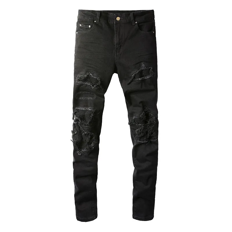 Mens Designer Jeans Distressed Ripped Biker Slim Fit Motorcycle Denim for Men Top Quality Fashion Jean Pants Pour Hommes