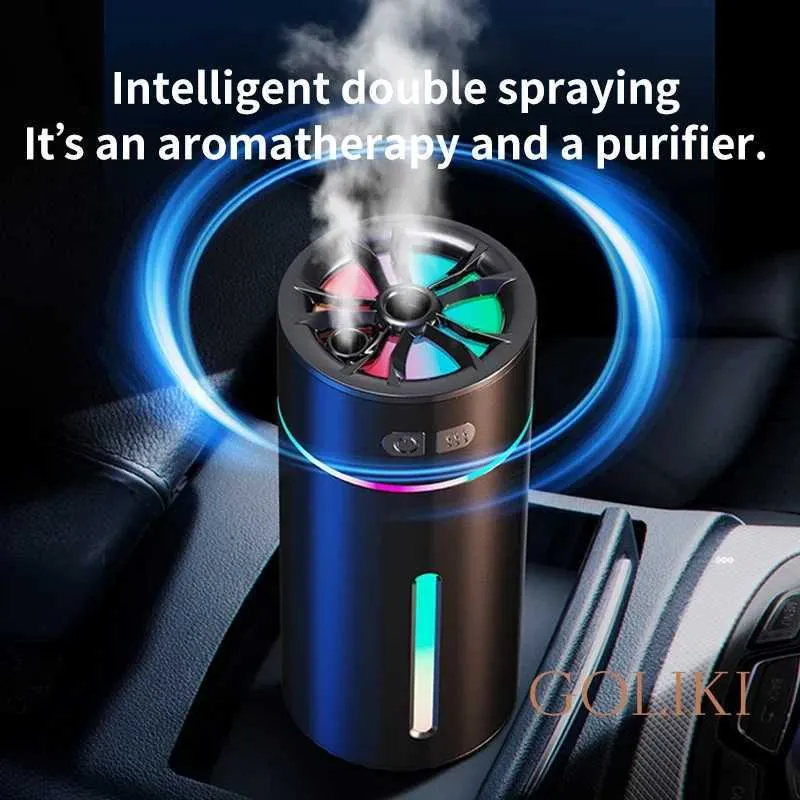 Luchtbevochtigers Autobevochtiger Oplaadbaar Intelligent Dempen Kleurrijk Omgevingslicht USB Draagbare luchtgeurverspreider Voor voertuig EssentialOil
