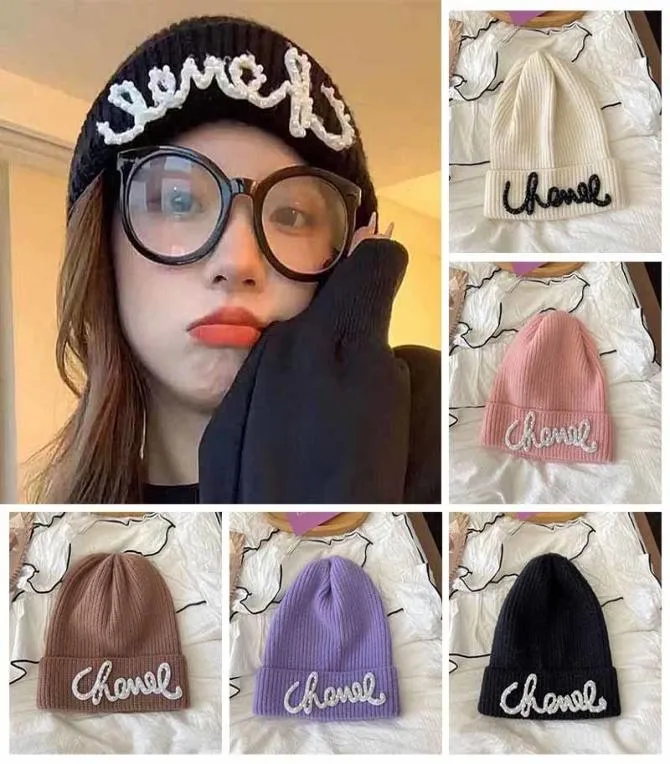 BeanieSkull Caps Perle Lettre Tricoté Bonnets Chapeaux Femmes Skullies Bonnet Doux Élastique Casquette Solide Sport Bonnet Hiver Chaud Ski 22116269521