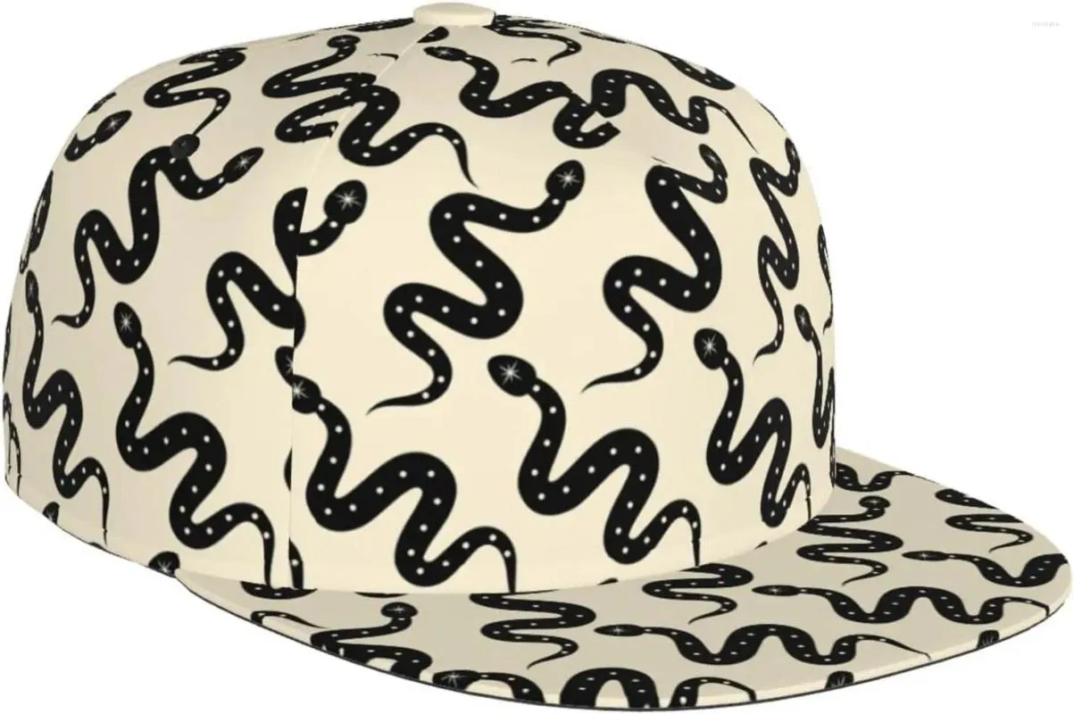 Ball Caps Moda Moda Black Snake Snapback Hat para homens e mulheres Sun Cap Hip Hop Doodle Baseball Flat Bill Brim Brim