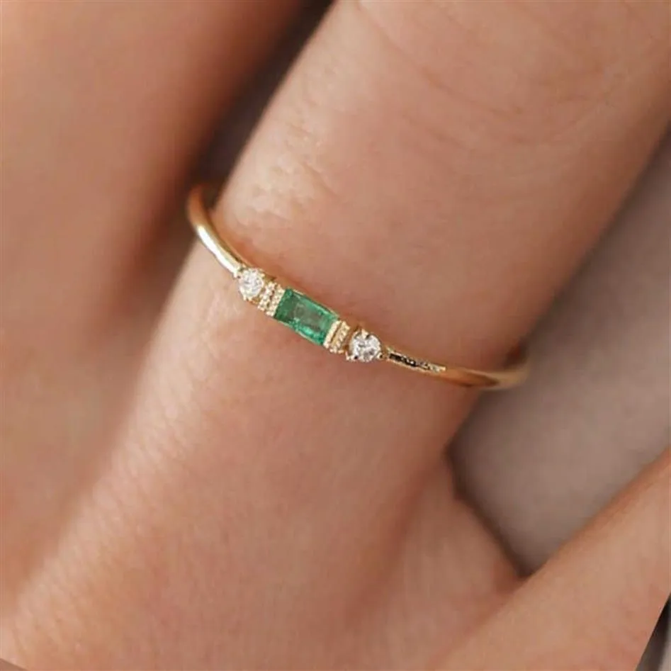 Clusterringen dunne sierlijke stapelringen voor vrouwen elegante mini 3 kleur kristal zirkon kleine eeuwigheid stacking ring mode sieraden268d