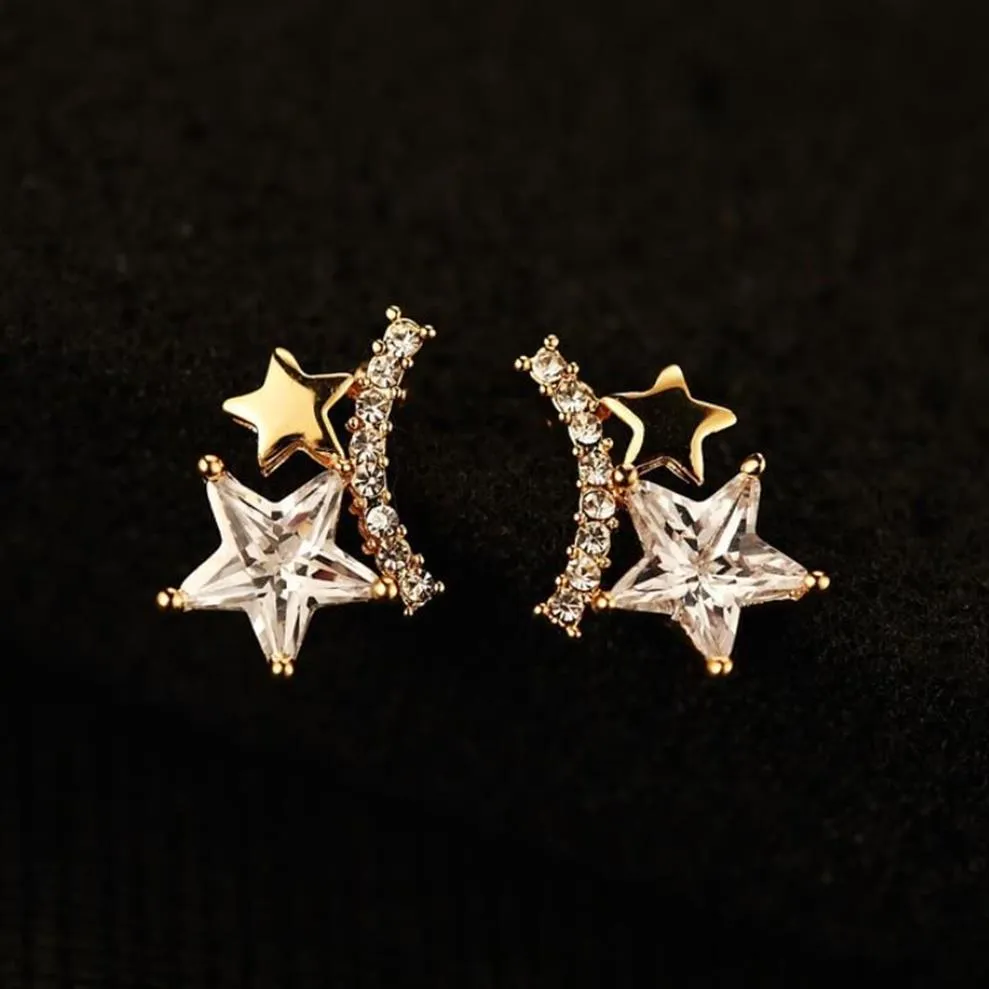 Fashion coréenne Stars exquises boucles d'oreilles zircon bijoux femelles luxe 18 km boucles d'oreilles haut de gamme en or