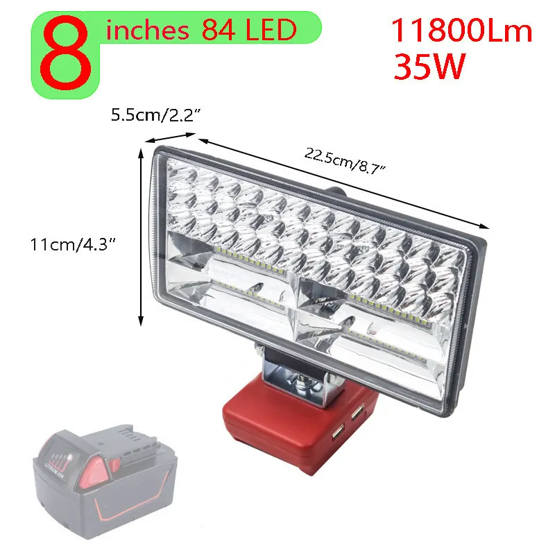 2800 Lumens LED Work Light For Milwaukee 18V Batteries - Portable With USB QC3.0 Output 3 thumbnail image