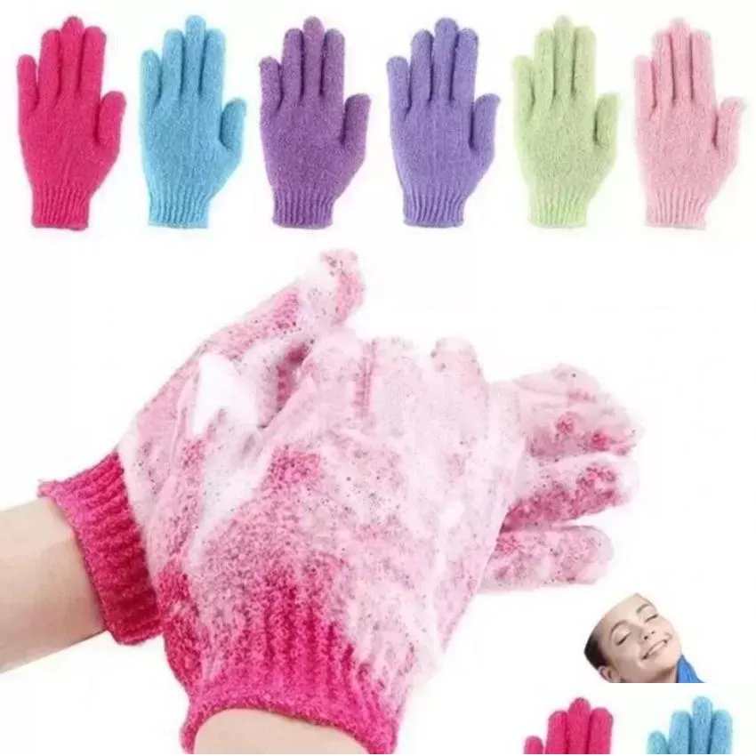 Brosses de bain Éponges Épurateurs Peau Douche Lavage Tissu Épurateur Dos Gommage Exfoliant Corps Mas Gants Éponge Hydratant Spa Fy7 Dhdwe