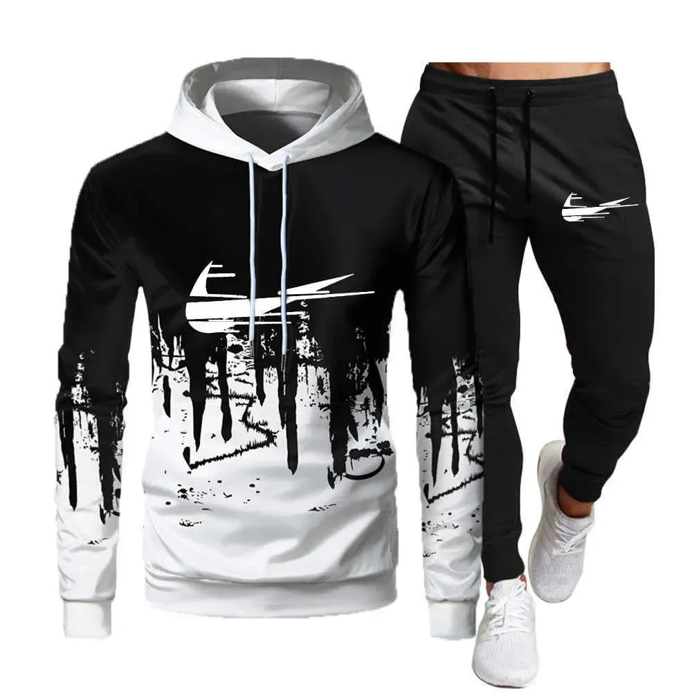 Fashion Men Geometric Alphabet Pattern Tracks Costume à manches longues Pantalons Sweatpants Street Sports Sports Sports Running Basketball Hommes et femmes