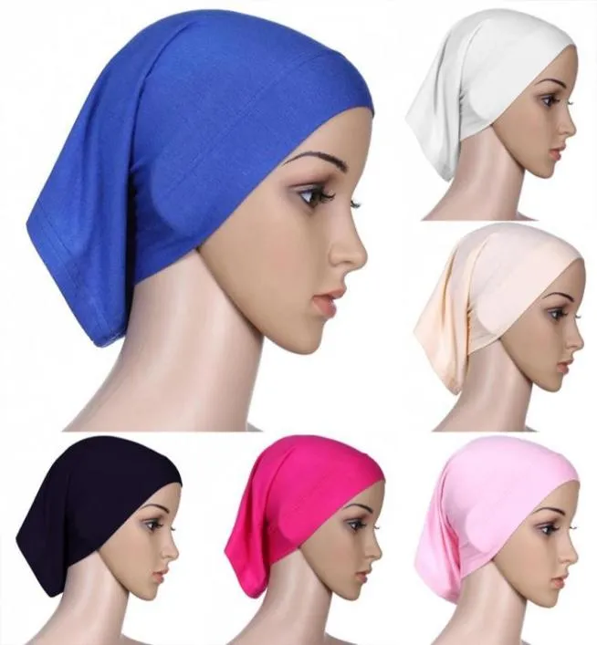 Vrouwen Zachte Mode Kleurrijke Moslim Comfort Innerlijke Hijab Caps Islamitische Onder Sjaal Hoeden 9 Kleuren Bandanas4486098