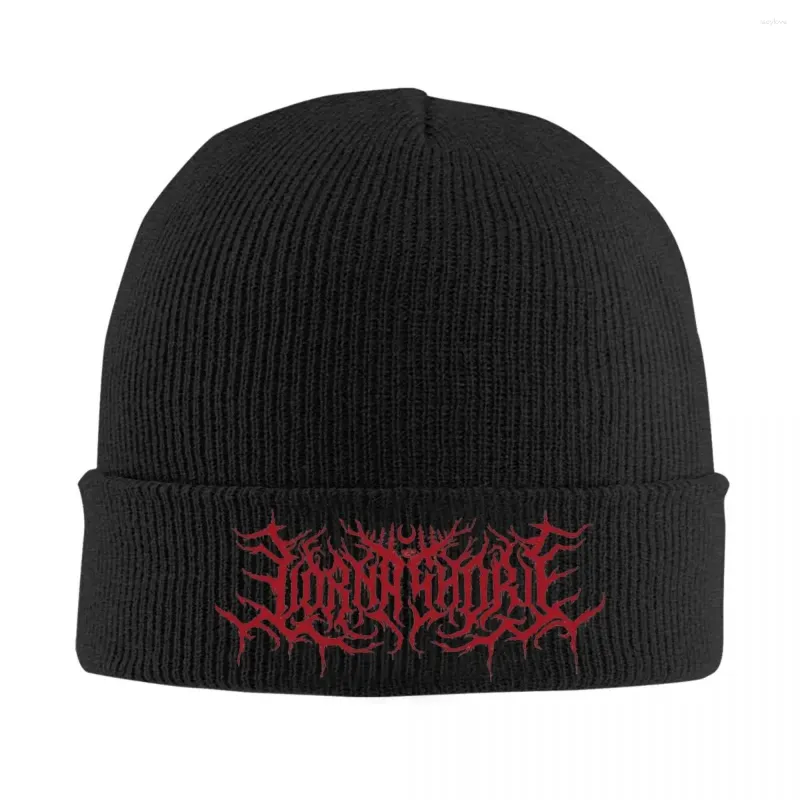 Berets Lorna Shore Band Red Logo Hat à tricot en tricot pour hommes Skullies Bons d'automne chapeaux d'hiver acrylique Black Metal Caps chauds