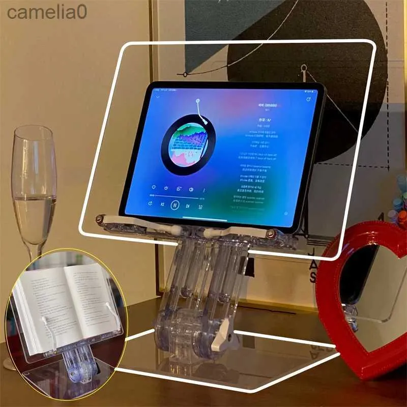 Tablet PC Stands justerbar transparent akrylläsning Bokshyllan Tablett Standhållare för MacBook Air iPad Pro 9.7 12.9 PC Desktop Flat Bracketl231225