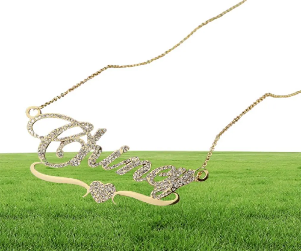 DOREMI Stainlesss Name Necklaces Pendant Letters Necklace for Women Custom Chain Jewelry Children Personalized Gold Q1114213S3050159