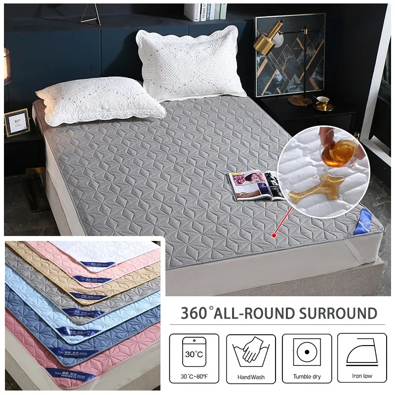 Sheet.Sheet.waterproof Bed Bread On the Bed King Size Bed Cover Quiltad Madrass Pad Washable Madrass Protector för Pet Dog Bed Linen 231221