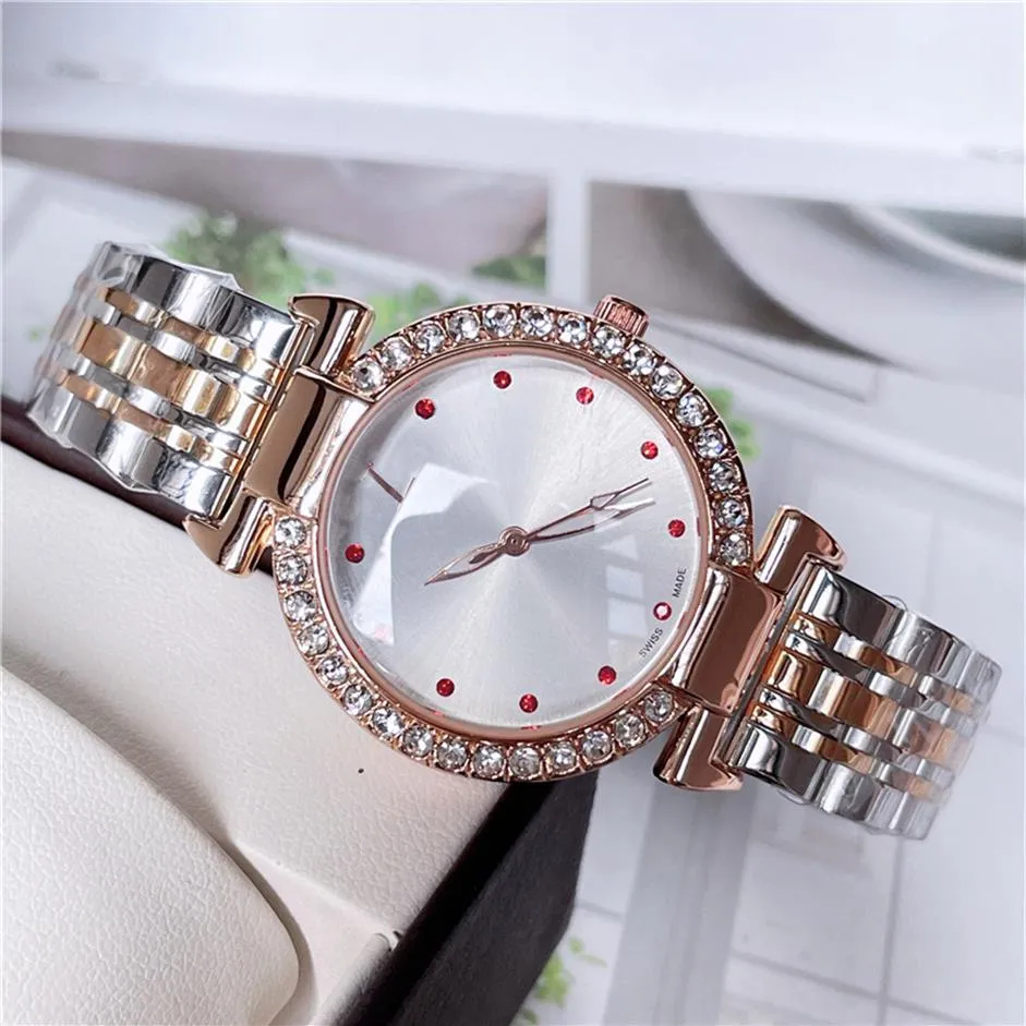 Fashion Full Brand Wrist Watches Women Ladies Girl Crystal Style Luxury Metal Steel Band Quartz Clock L892664