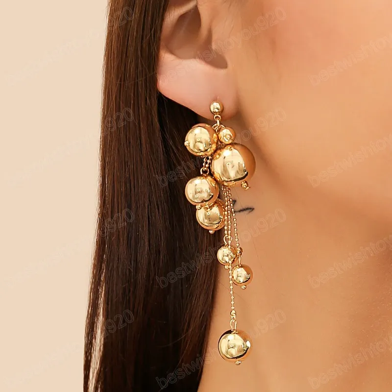 Boucles d'oreilles à pampilles CCB pour femmes, élégantes, longues, tendance, accessoires suspendus, bijoux à la mode, 2024