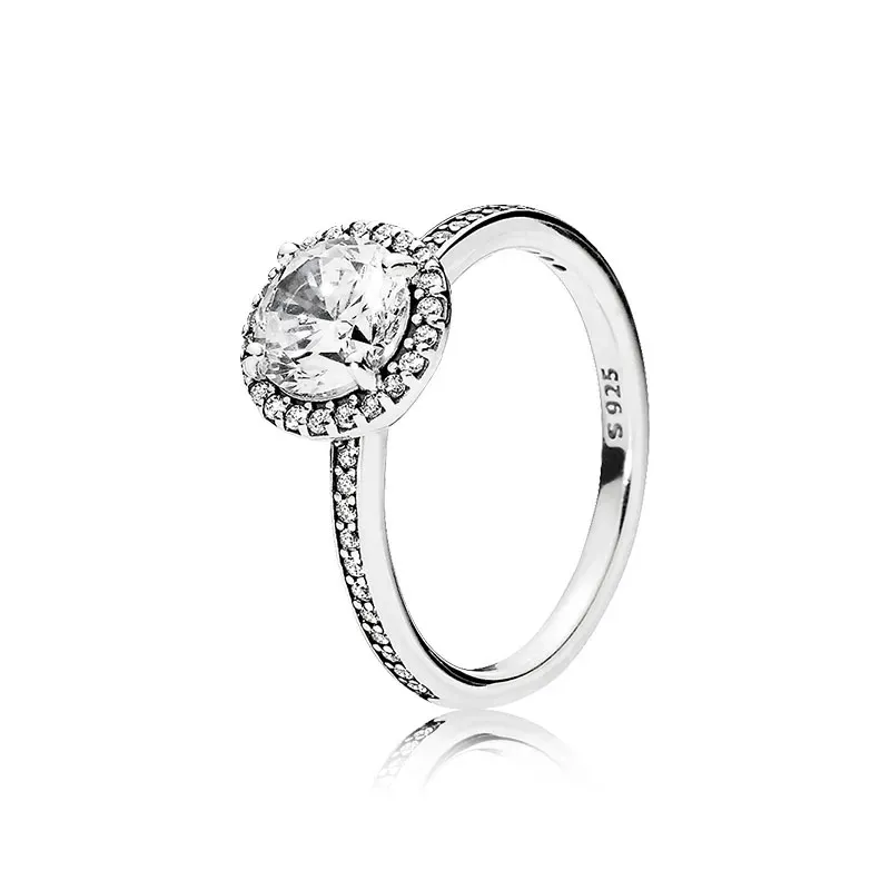 REAL 925 Sterling Silver Cz Diamond Ring med original Box Set Fit Style Wedding Ring Engagement Jewelry for Women Girls