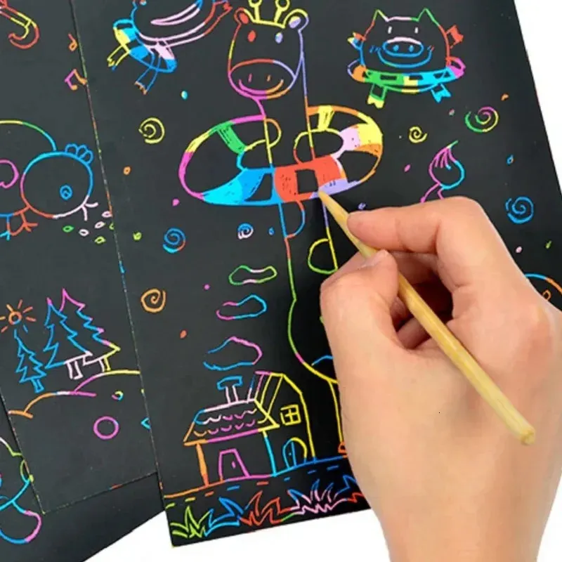 Set di 30 pezzi di carta da graffi, con rivestimento nero e pennino in legno, carta da graffio nera per adulti, regalo fai da te (effetto bianco