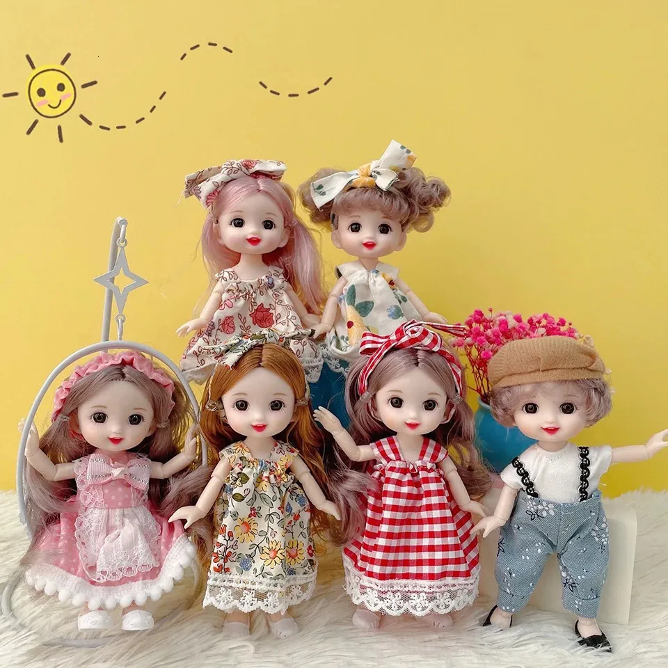 New 16cm BJD Mini Doll 13 Mobile Connector Girl Baby 3D Big Eyes Beautiful DIY Toy Doll and Clothing Dressing 1/12 Fashion Doll 231225