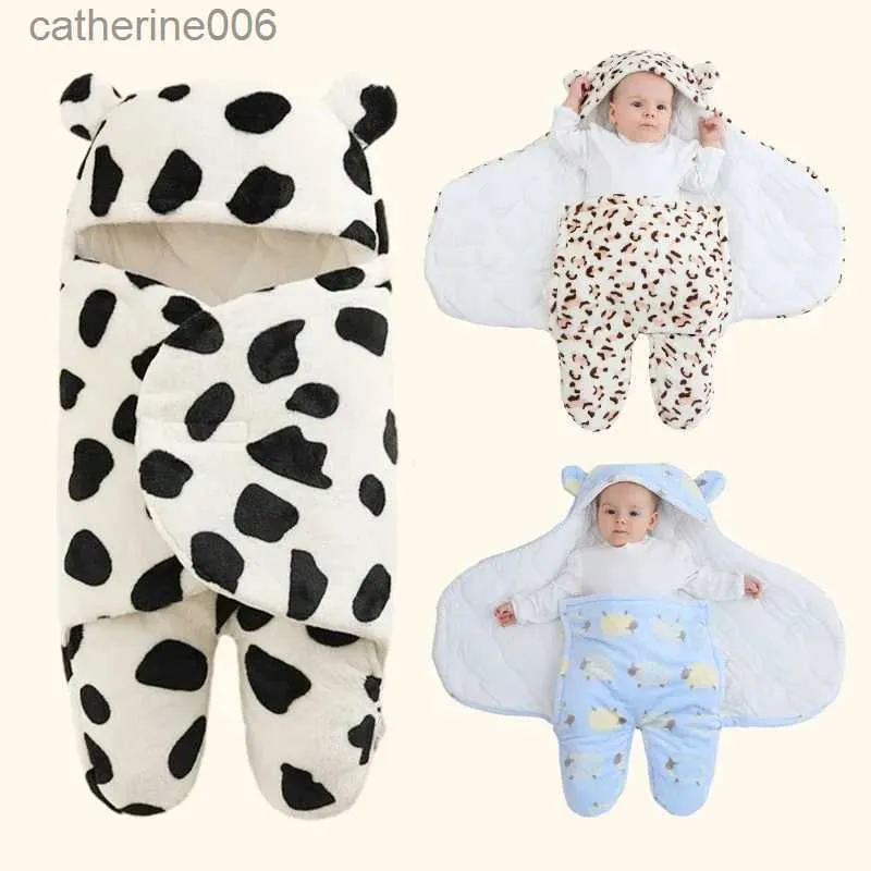 Sacchi a pelo Autunno Inverno Sacco a pelo per bambini Morbido soffice neonato Sacco a pelo Swaddle Coperte per avvolgere il bambino Busta in pile Biancheria da letto per neonati ArticoliL231225