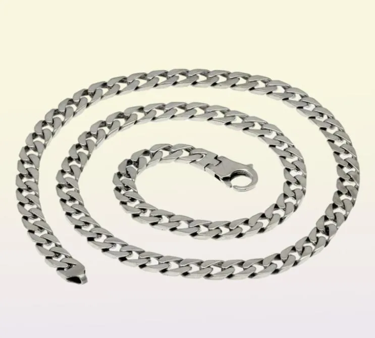 Men039S Flat Miami Cuban Link Chain 925 Sterling Silver 8mm Thick Italy Made5102148