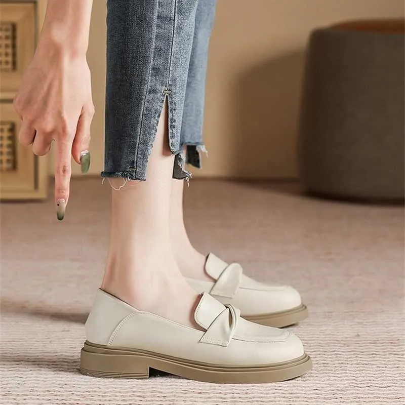 Wholesale Winter Soft Sole Loafer Dress Shoes Womens White Leather Flat Single Professional Interview Shoes At Only 102.45 DHgate.Com