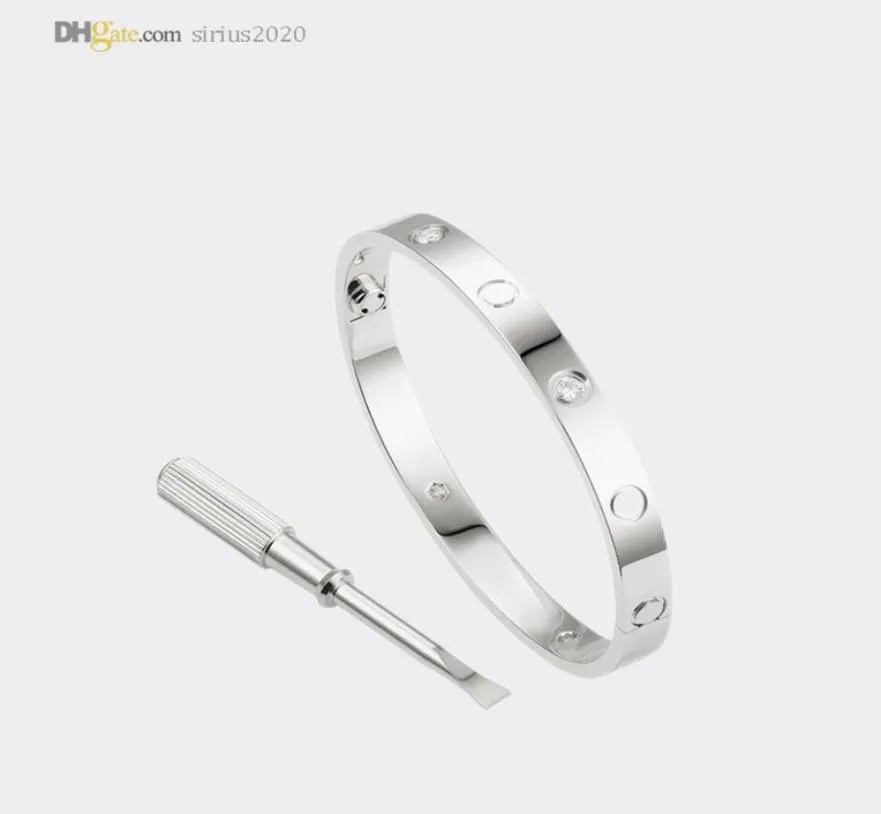 Love Screw Armband Mens Bangle Designer Armband för kvinnor Silverarmband 4 Diamonds Luxury Jewelry Titanium Steel Goldplated 5473370