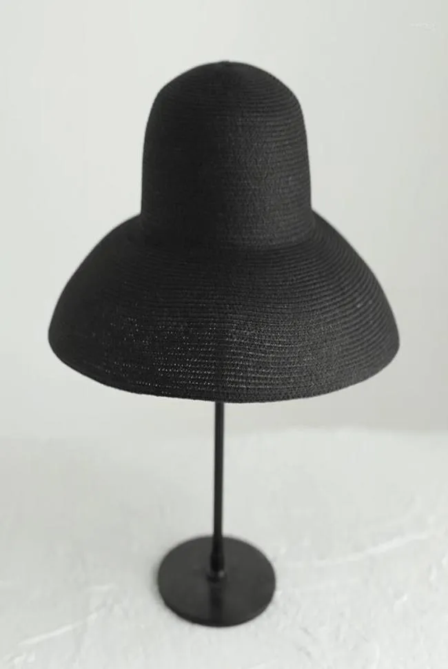 Ampla borda chapéus chapéu de palha feminino verão grande francês protetor solar hepburn vento sol praia pescador dobrável femalewide wend223236221