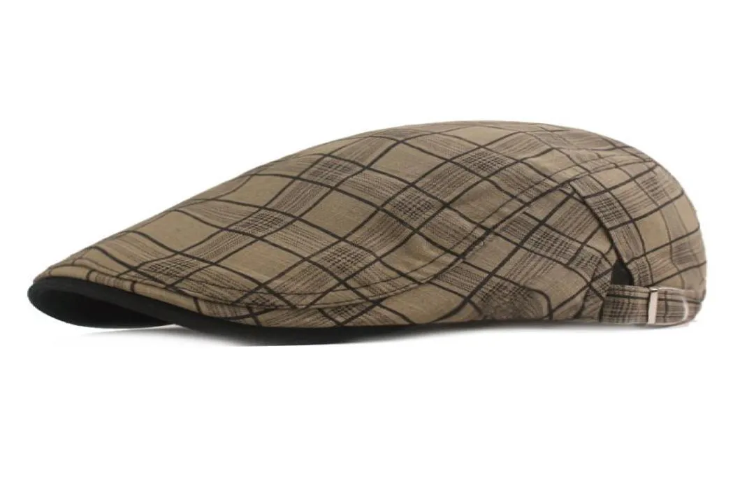 Fibonacci Vintage printemps été béret hommes femmes chapeau coton Cabbie plat lierre Plaid gavroche Cap6374240