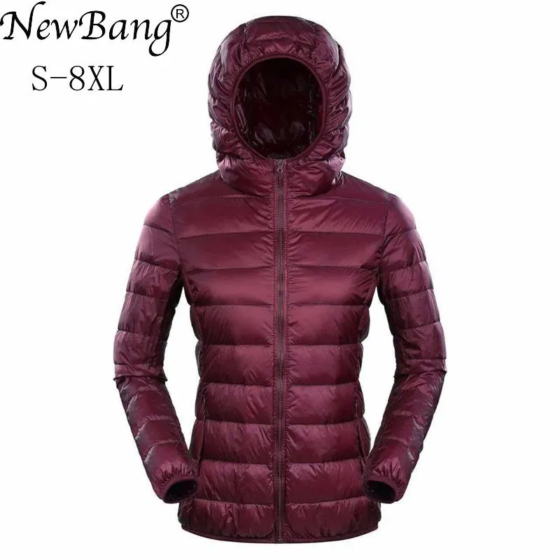 Jackets Newbang Brand Womens Down Jackets Ultra Light Down Jacket Women 5xl 6xl 7xl Plus Feather Winter Thin Warm Windbreaker Coats