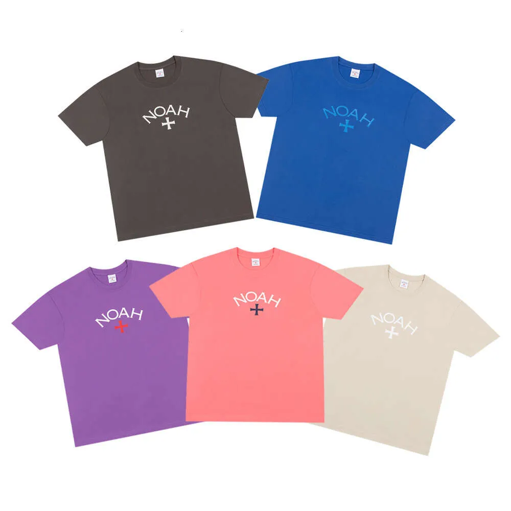 24SS 23SS Nuovo schema di colori Noah Og Stampa incrociata a maniche corta bella e alla moda T-shirt per coppia a collo rotondo casual sciolto per uomini