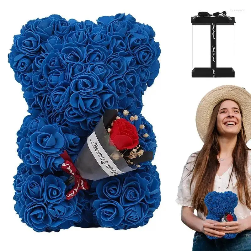 Kwiaty dekoracyjne nosi wiecznie róża kwiat Cub w czystym pudełku 9.45 cali ręcznie robiony romantyczny walentynki Prezent dla jej domu