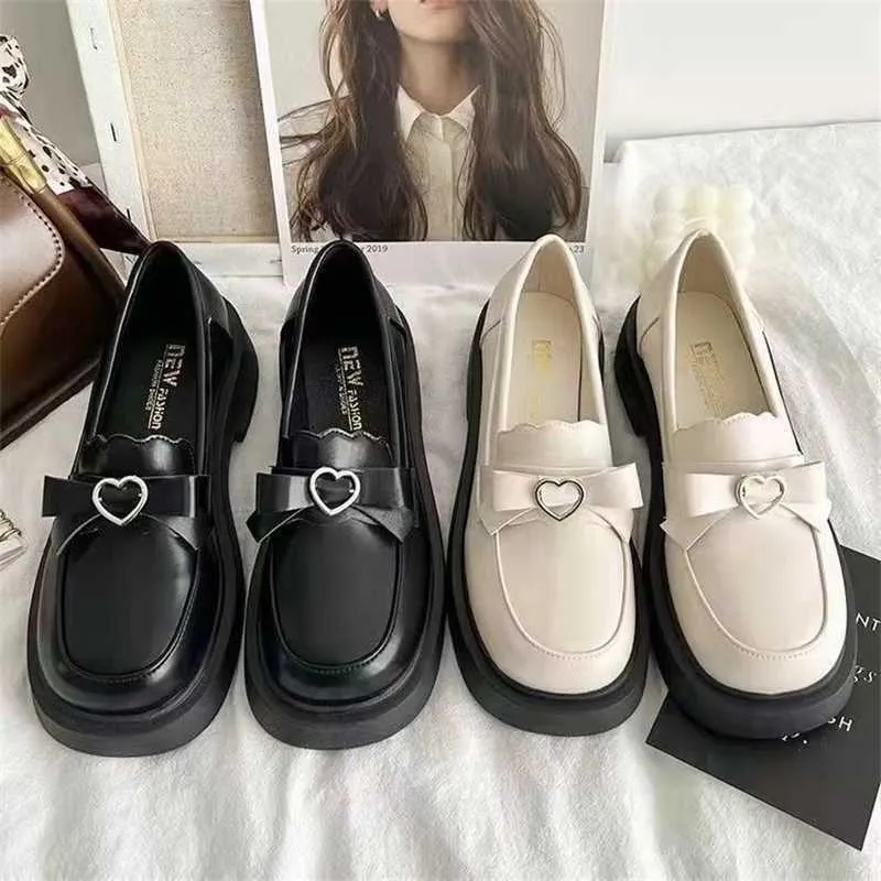 Dress Shoes JK small leather shoes for women in autumn and winter new British style round toe cute French Mary Jane