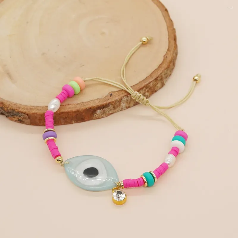 Strand go2boho couleur polymère argile acrylique yeux blancs ramifications perle perlé bracelet perlé pour les femmes