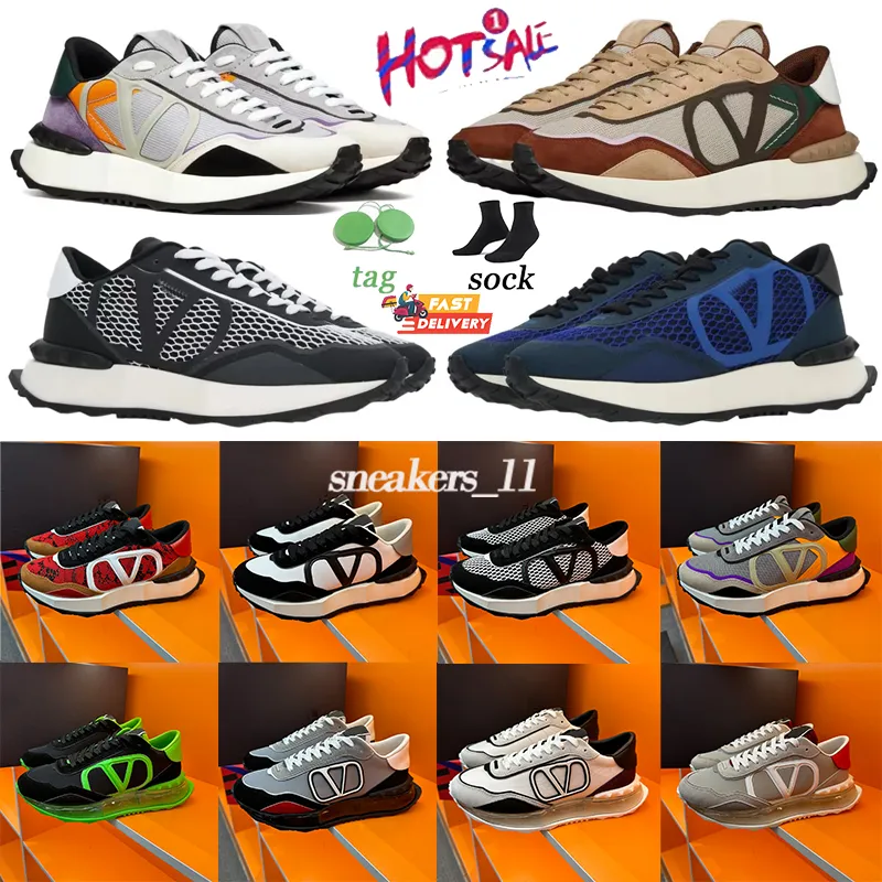 Diseñador Netrunner Zapatillas de deporte Zapatillas para correr Lacerunner Plataforma Entrenadores Top Cuero Camuflaje Suela de goma Militar Verde Negro Blanco Hombres Deportes Zapatilla de deporte