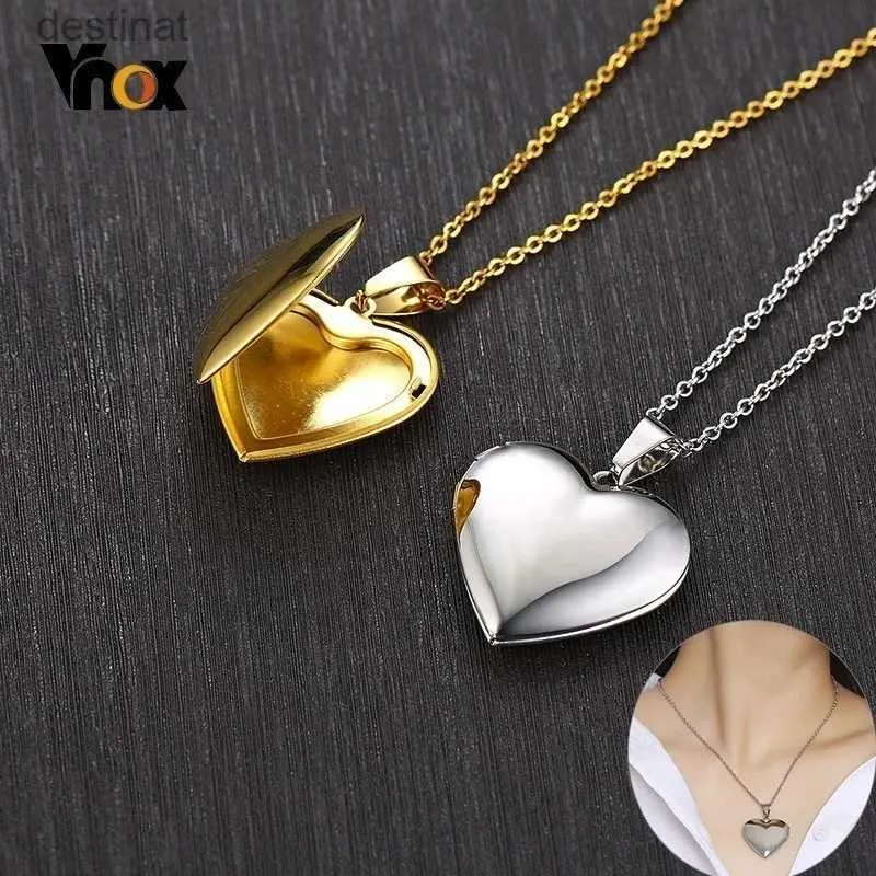 Colliers en perles vnox pendentifs de médaillon de coeur clair pour femmes hommes ou ouverts