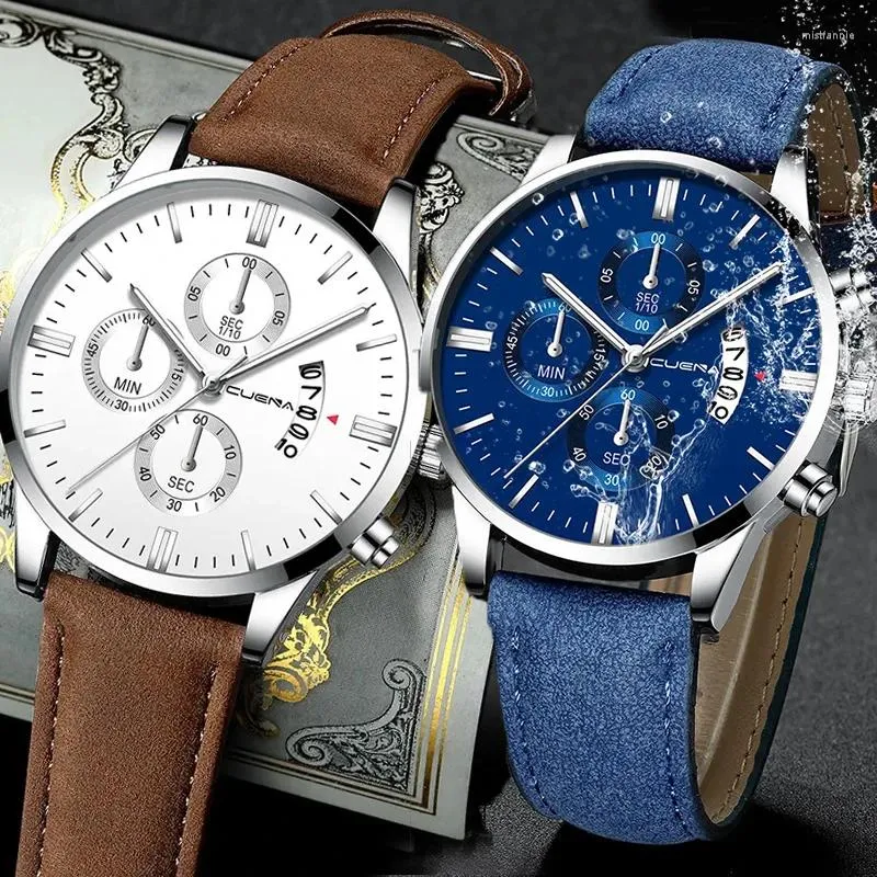 Polshorloges Heren Business Watch Top Brand Fashion 2023 Luxe mannelijke kwarts horloges minimalistisch casual lederen band kalender polshorloge