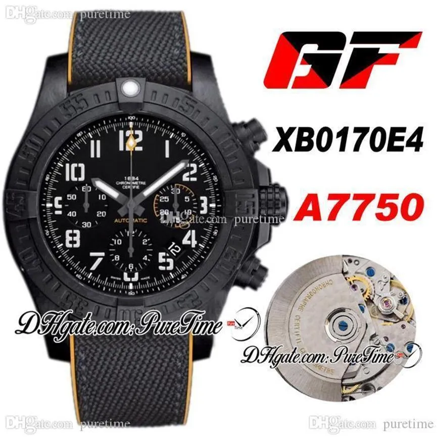 GF XB0170E4 ETA A7750 Automatic Chronograph Volcano Special Polymer Mens Watch PVD Black Dial Nylon Leather PTBL Super Edition Pur292L
